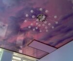 натяжной потолок фотопечать розовое небо