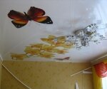 белый натяжной потолок фотопечать бабочки