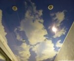 натяжной потолок фотопечать небо со светильниками