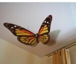 белый натяжной потолок фотопечать бабочки